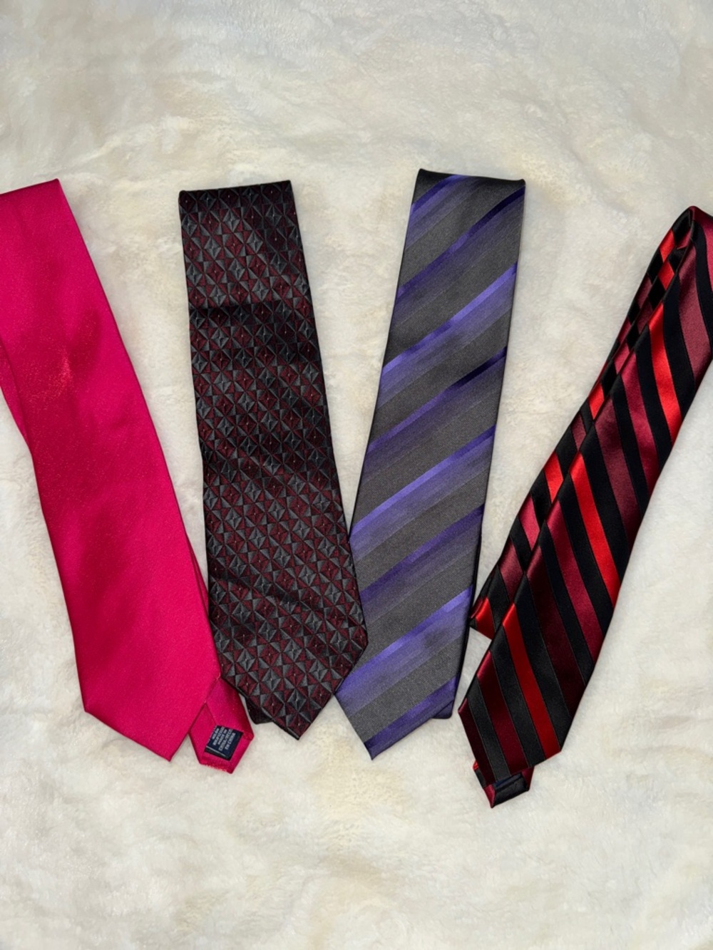Stafford Four-Piece Men's Tie Set - Hot Pink, Burgundy, Purple, Red/Black